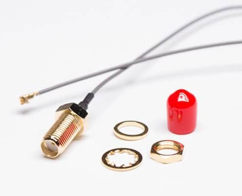 SMA線材(180度前穿墻防塵母座11.4牙)接灰色RF1.13 同軸線配IPEX一代接口