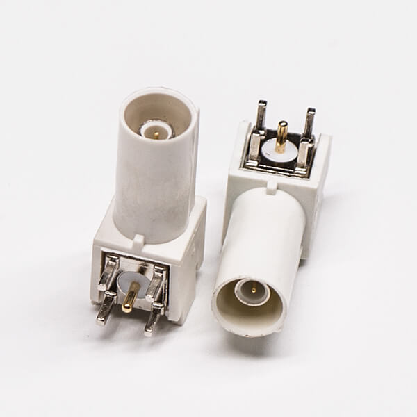 3-4 FAKRA彎頭天線臥式白色公針插板穿孔式長(zhǎng)體